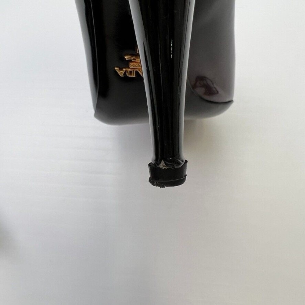 Prada Pump Women 7.5 Leather Patent Italy Buckle Square Heel Shiny Ombre Core Go - Picture 13 of 14